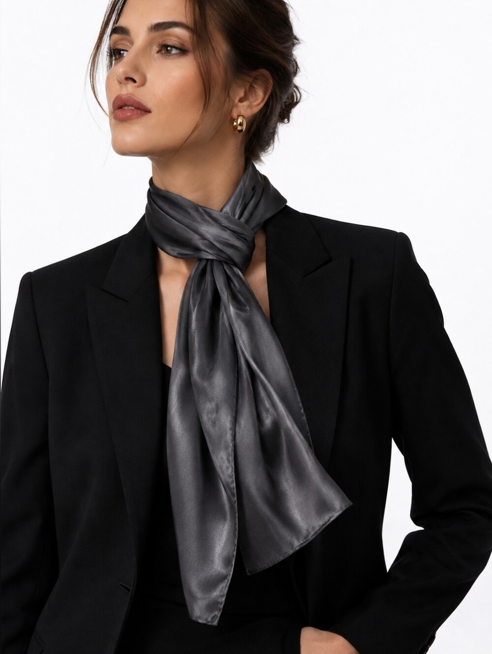 Echo Design Charcoal Grey Silk Oblong Scarf NWT 59" x 10"